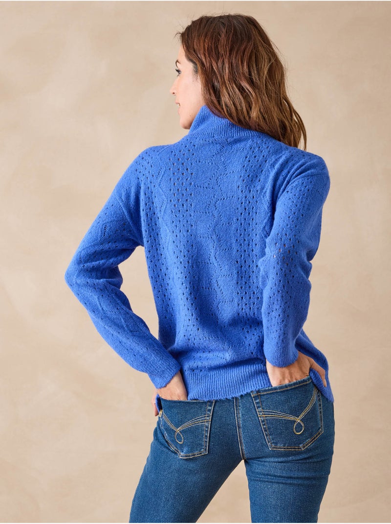 Pull col camionneur zippé - DAXON Bleu électrique - Kiabi