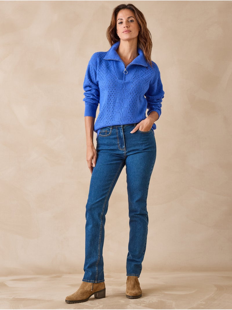 Pull col camionneur zippé - DAXON Bleu électrique - Kiabi