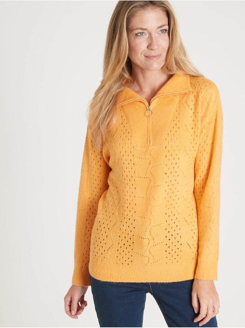 Pull col camionneur zippé - DAXON Miel - Kiabi