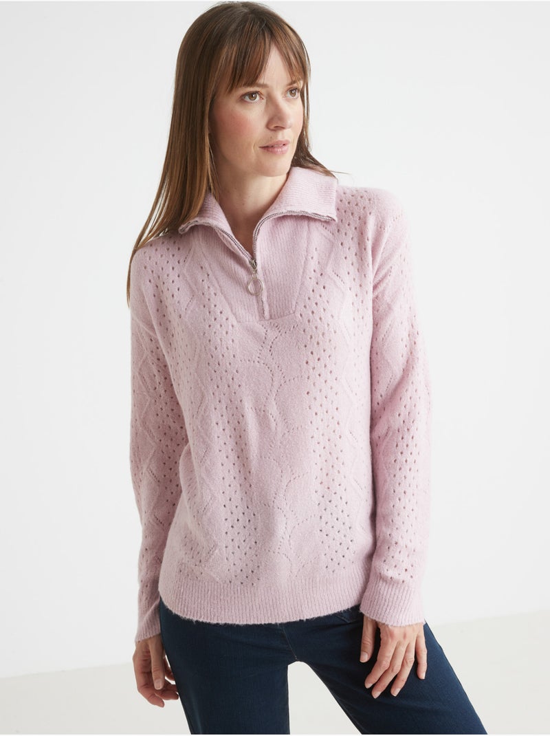 Pull col camionneur zippé - DAXON Rose pâle - Kiabi