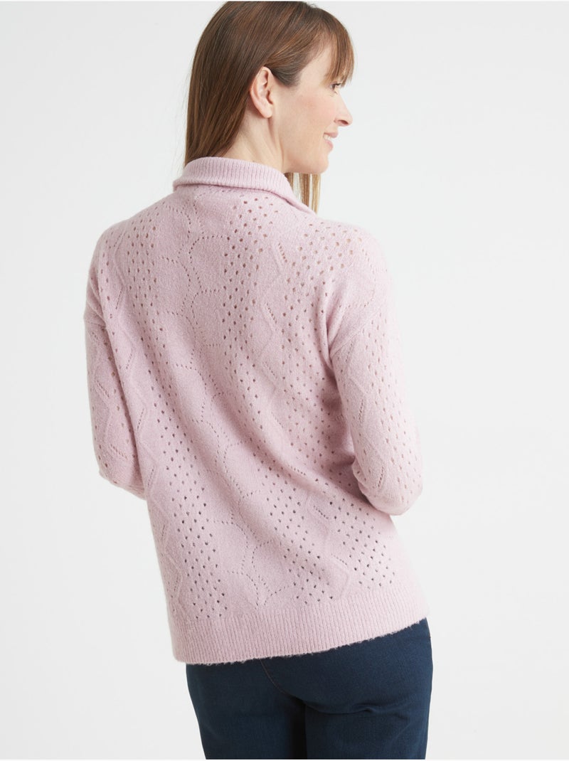 Pull col camionneur zippé - DAXON Rose pâle - Kiabi