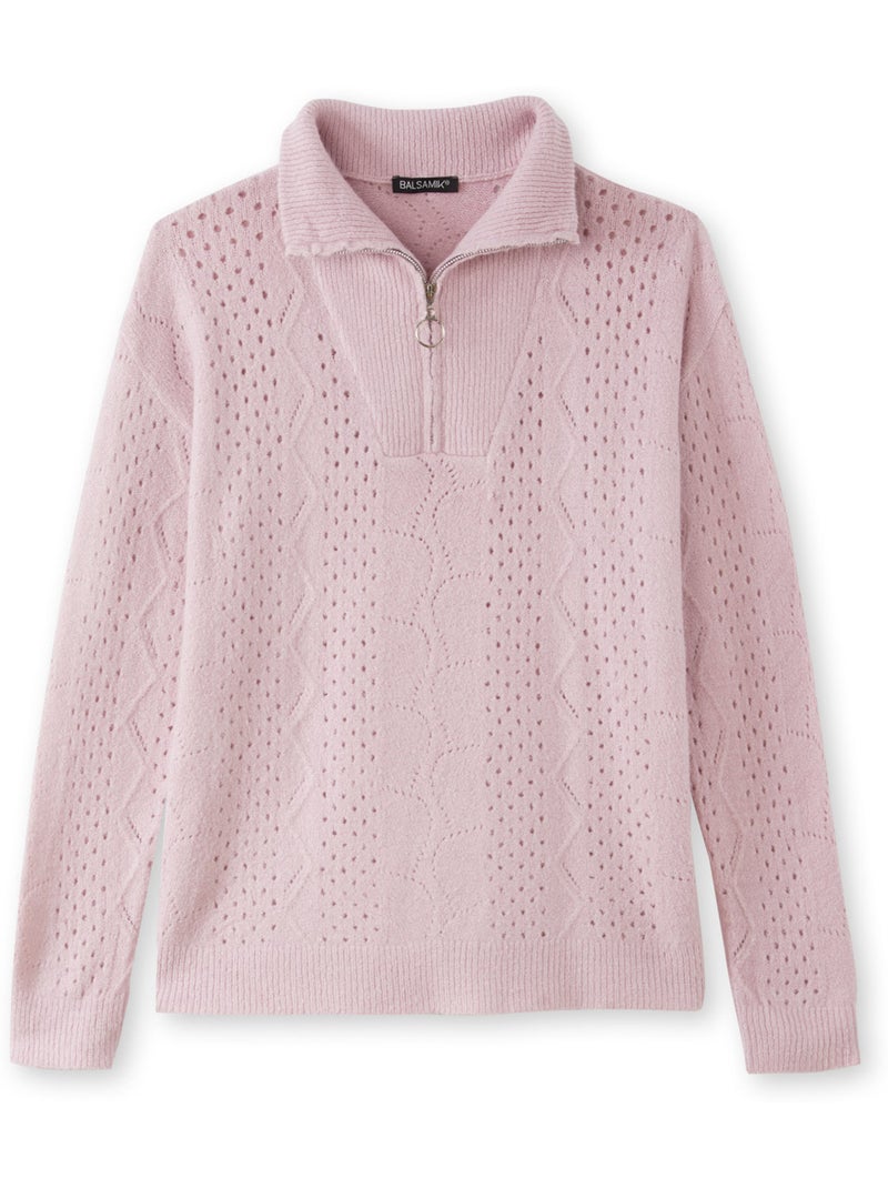 Pull col camionneur zippé - DAXON Rose pâle - Kiabi