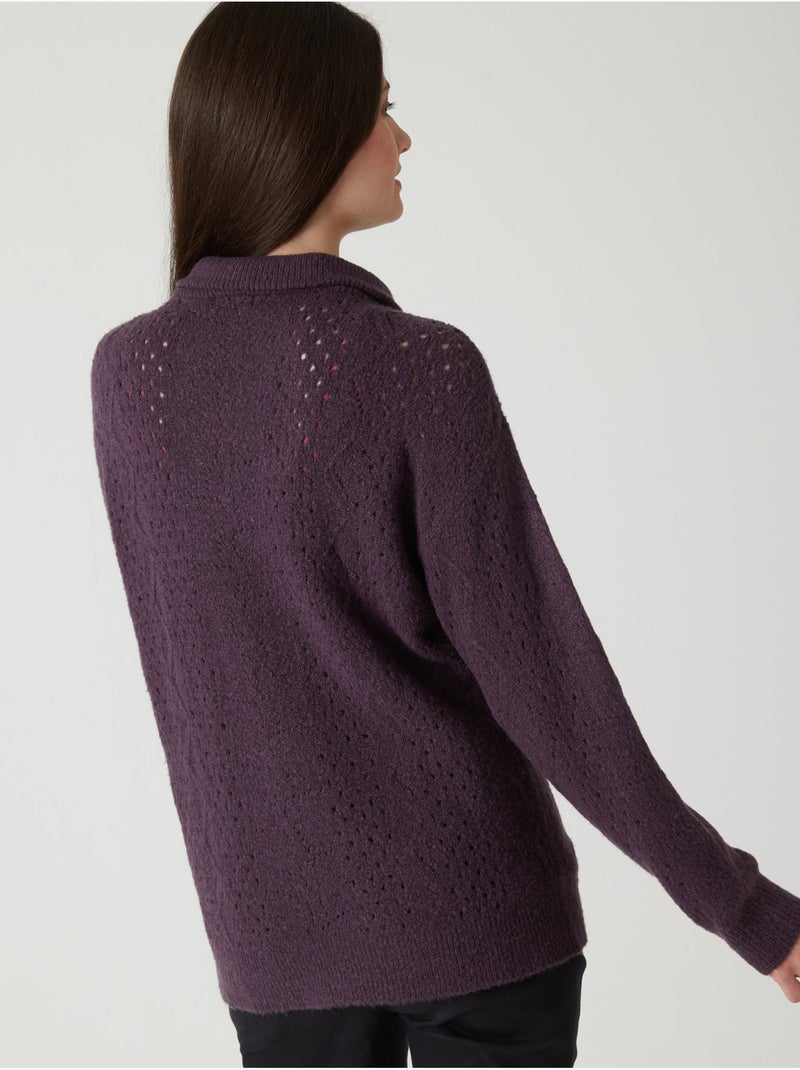 Pull col camionneur zippé - DAXON Violet prune - Kiabi