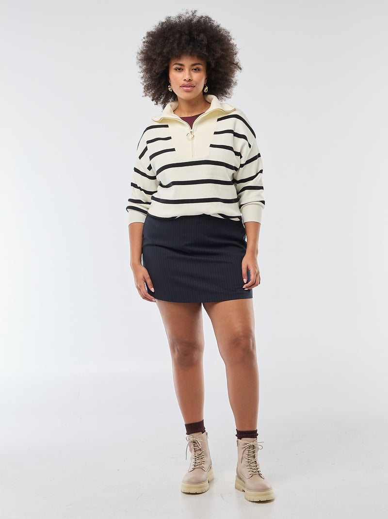 Pull col camionneur zippé Beige - Kiabi