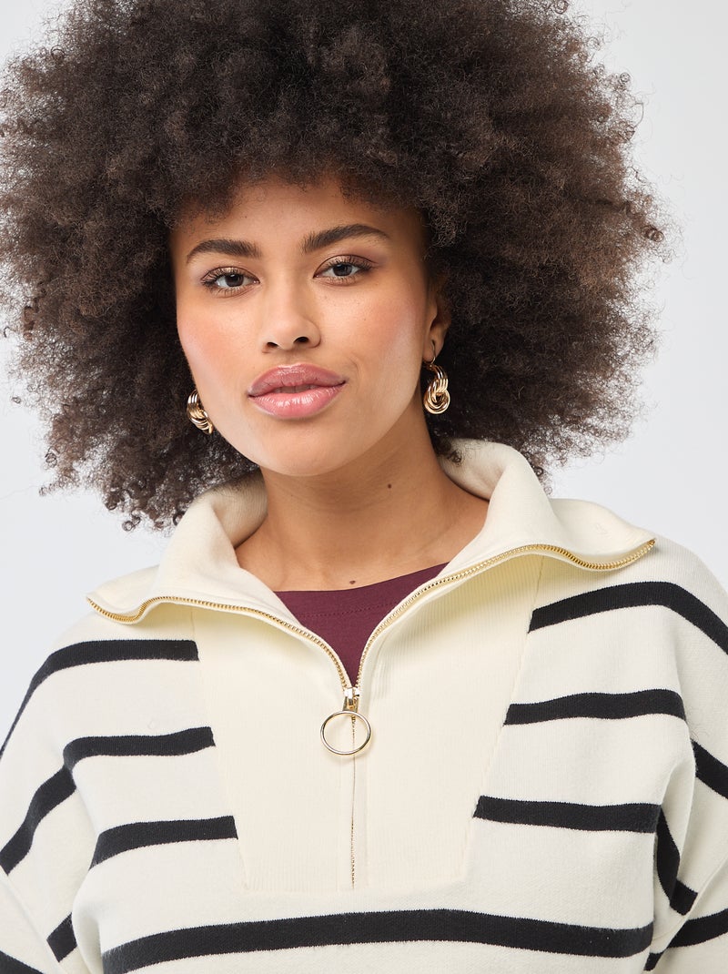 Pull col camionneur zippé Beige - Kiabi