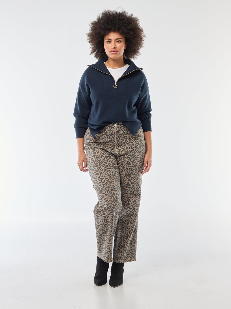 Pull col camionneur zippé Bleu - Kiabi