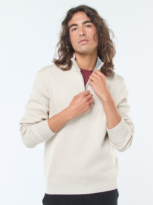 Pull col camionneur zippé en maille - Kiabi