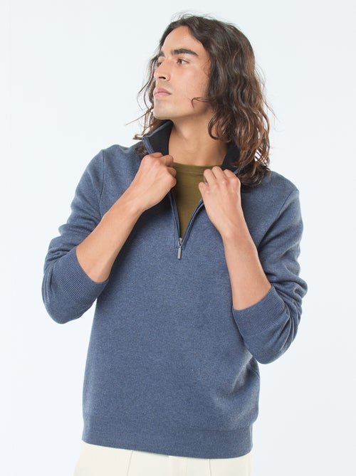 Pull col camionneur zippé en maille - Kiabi