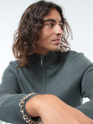 Pull col camionneur zippé en maille