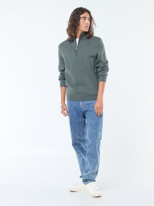 Pull col camionneur zippé en maille - Kiabi