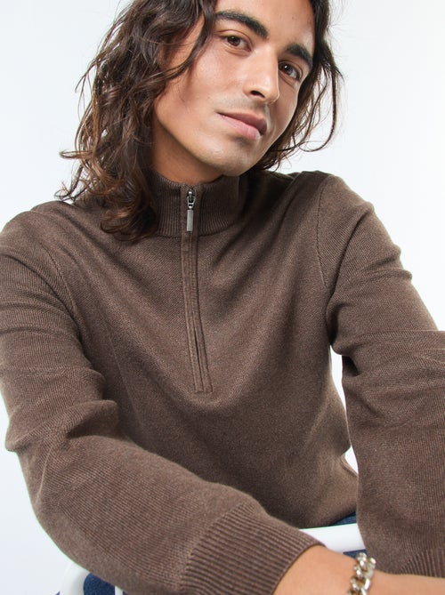 Pull col camionneur zippé en maille - Kiabi