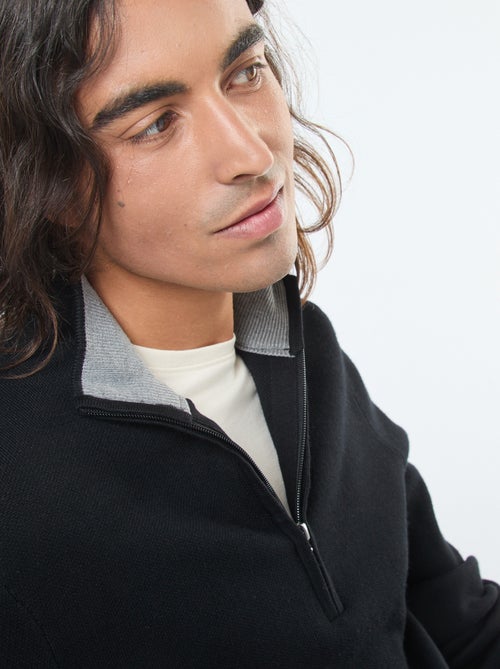 Pull col camionneur zippé en maille - Kiabi