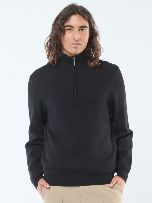 Pull col camionneur zippé en maille - Kiabi