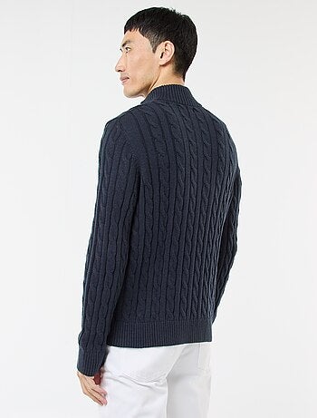 Pull col camionneur zippé torsadé en coton