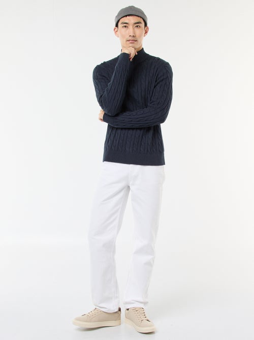 Pull col camionneur zippé torsadé en coton - Kiabi