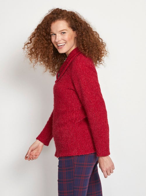 Pull col cassé maille chenille poilue - Afibel - Kiabi