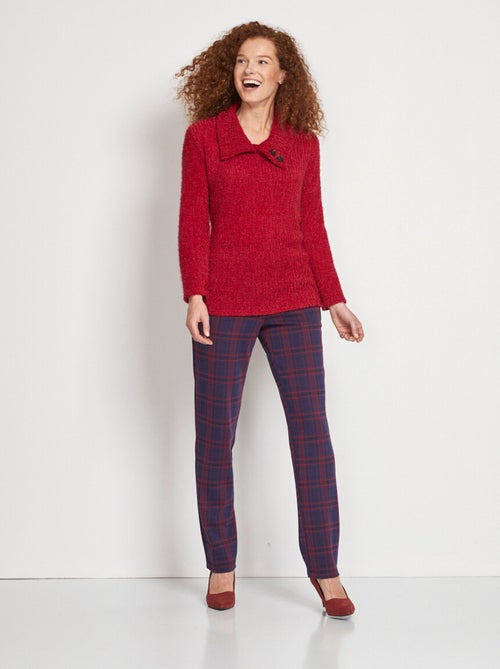 Pull col cassé maille chenille poilue - Kiabi