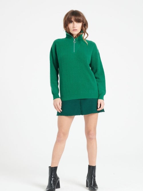 Pull col cheminé zippé femme 100% cachemire - LILLY 28 - Kiabi
