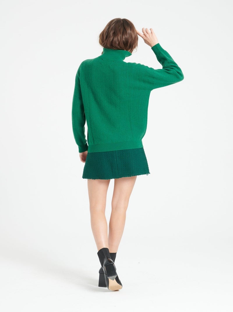 Pull col cheminé zippé femme 100% cachemire - LILLY 28 Vert émeraude - Kiabi