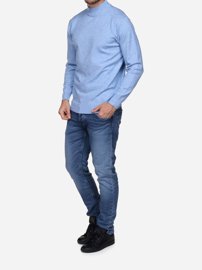 Pull col cheminée Bleu - Kiabi