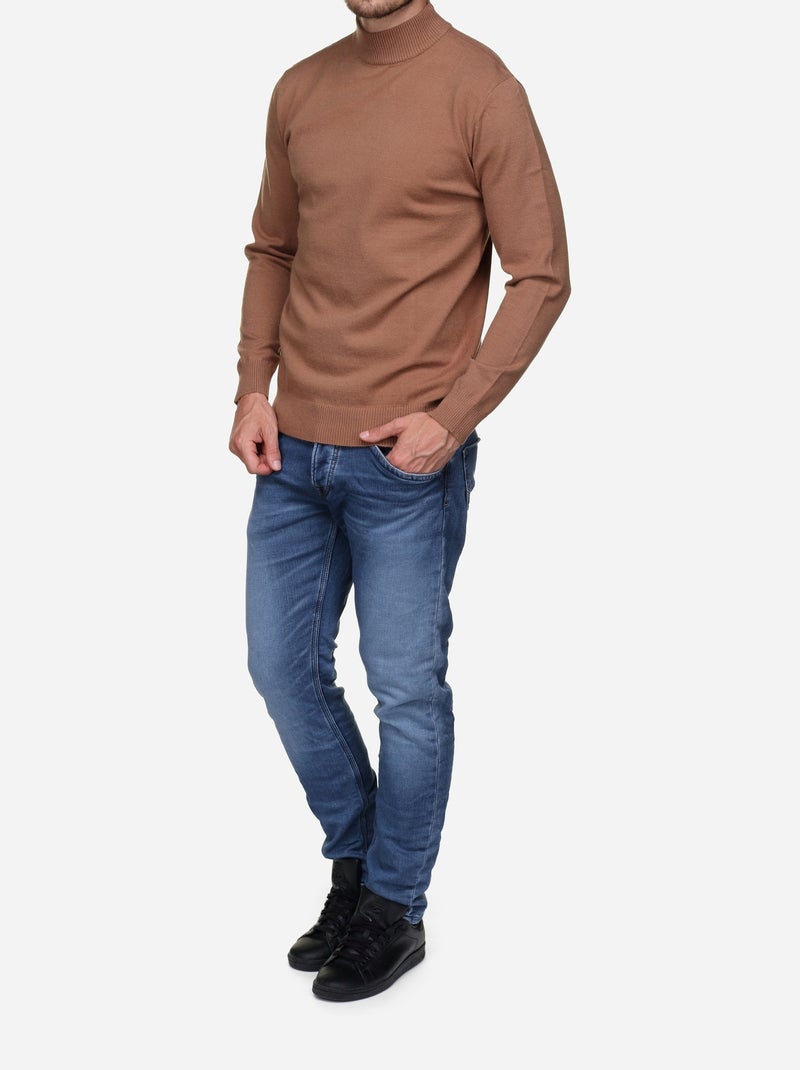 Pull col cheminée Camel - Kiabi