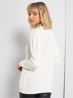 Pull col cheminée et manches gigot - Kiabi