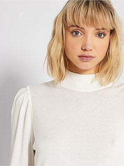 Pull col cheminée et manches gigot - Kiabi