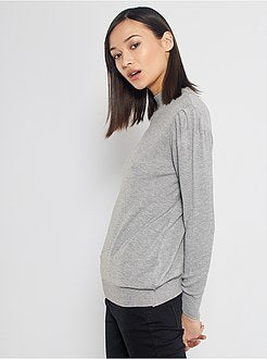 Pull col cheminée et manches gigot - Kiabi