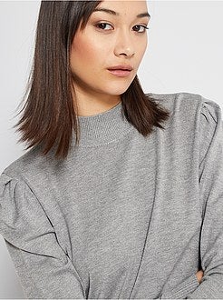 Pull col cheminée et manches gigot - Kiabi