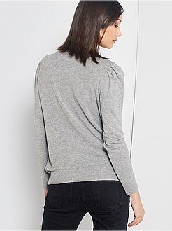 Pull col cheminée et manches gigot - Kiabi