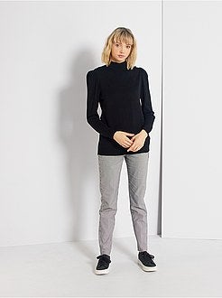 Pull col cheminée et manches gigot - Kiabi