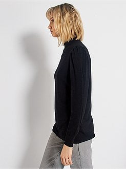 Pull col cheminée et manches gigot - Kiabi