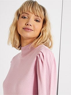 Pull col cheminée et manches gigot - Kiabi