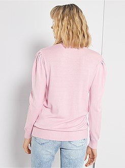 Pull col cheminée et manches gigot - Kiabi