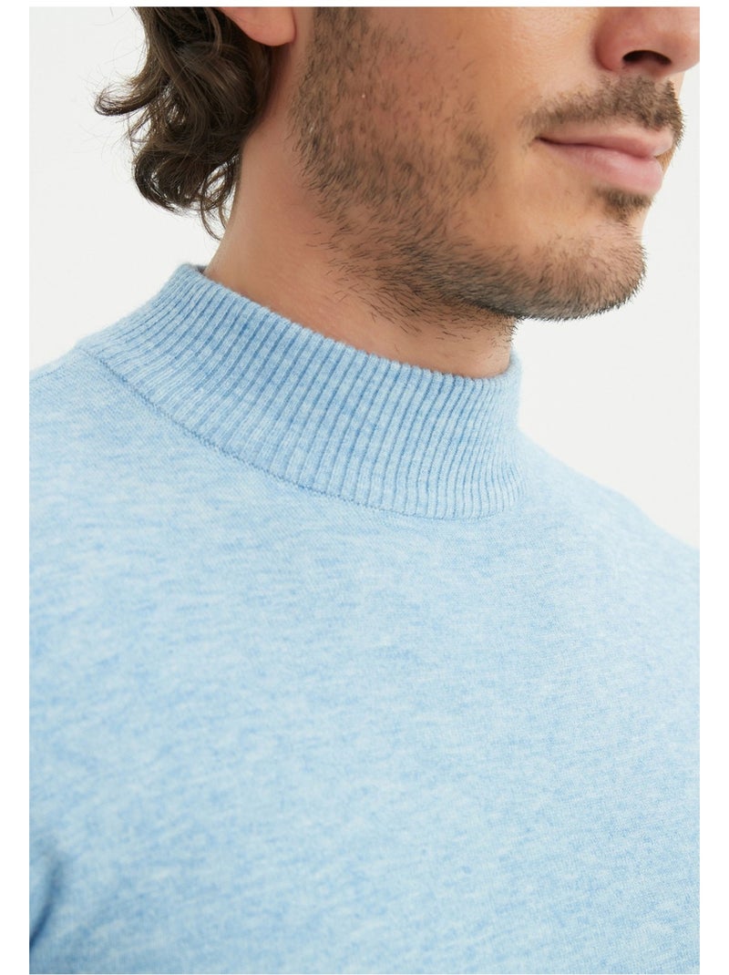 Pull col Cheminée Kebello Bleu ciel - Kiabi