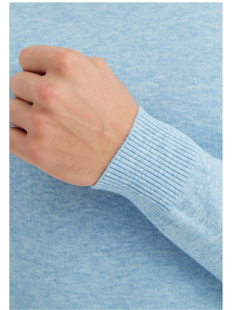 Pull col Cheminée Kebello Bleu ciel - Kiabi