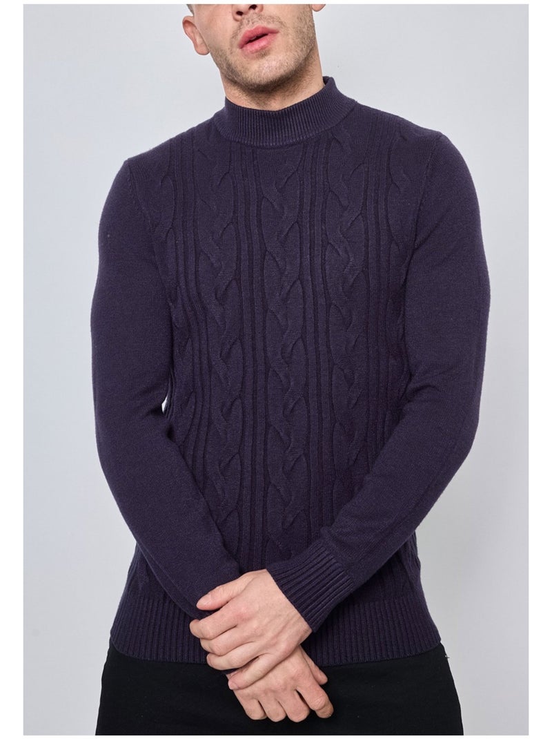 Pull col cheminée Kebello Bleu marine - Kiabi