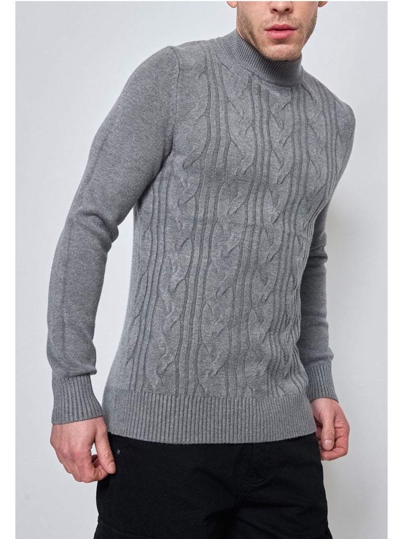 Pull col cheminée Kebello Gris - Kiabi