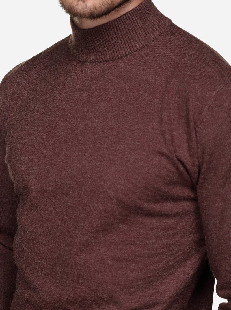 Pull col cheminée Marron foncé - Kiabi