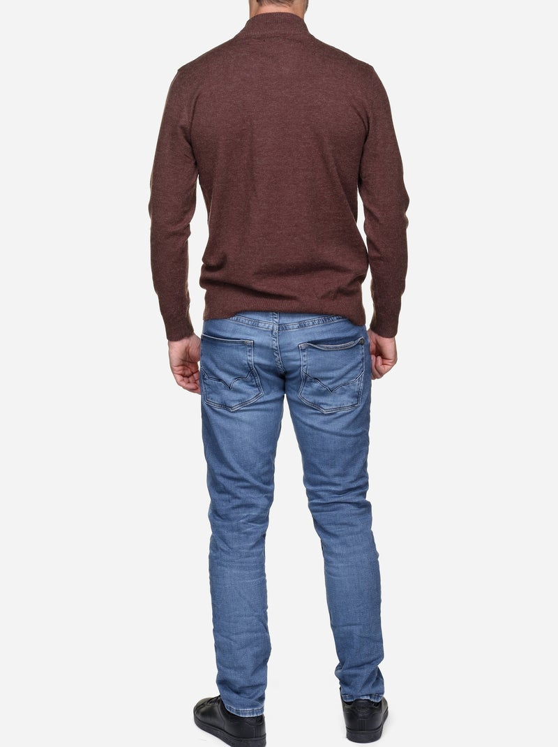 Pull col cheminée Marron foncé - Kiabi