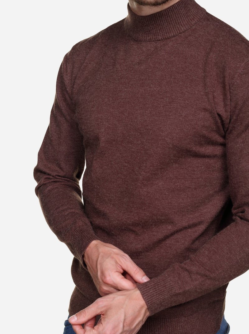 Pull col cheminée Marron foncé - Kiabi