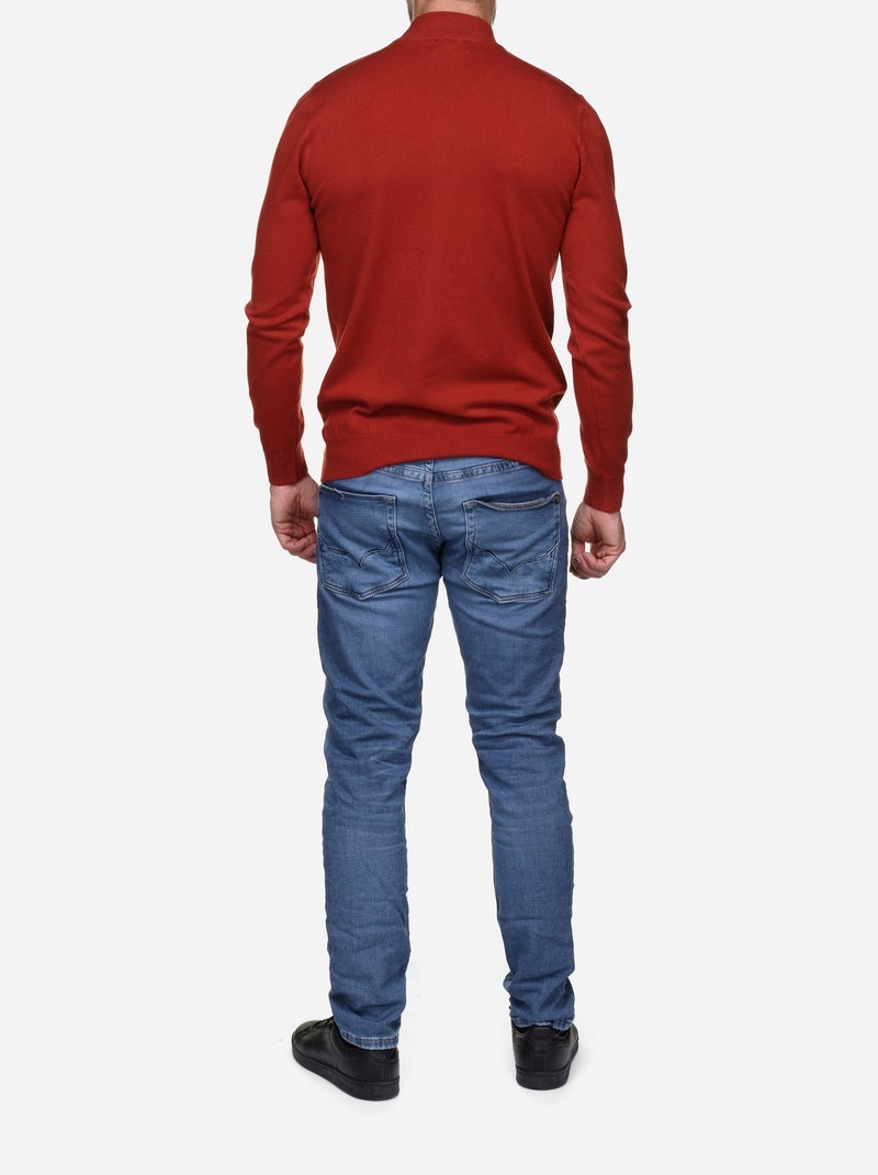 Pull col cheminée Rouge - Kiabi