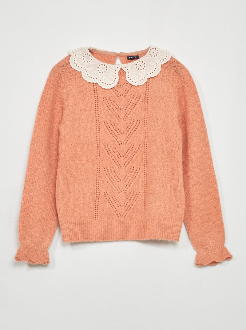 Pull col claudine en maille rose - Kiabi