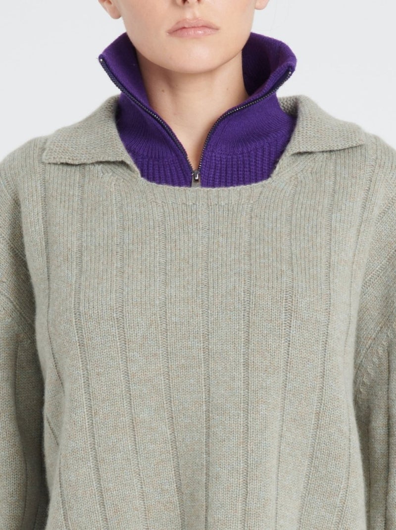 Pull col claudine femme 100% cachemire 6 fils - ZAYA 17 Kaki - Kiabi