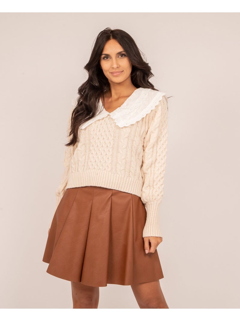 Pull col claudine KOPERA Ecru - Kiabi