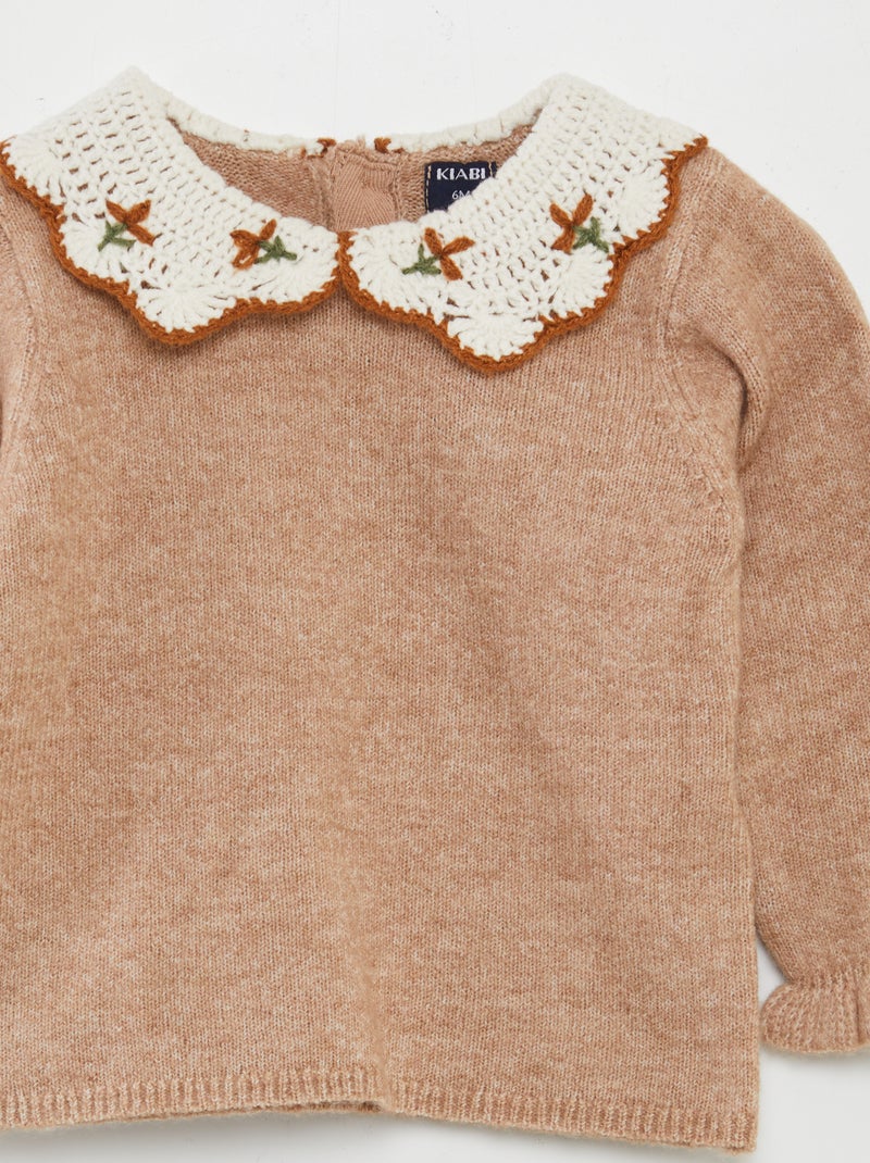 Pull col claudine Marron - Kiabi