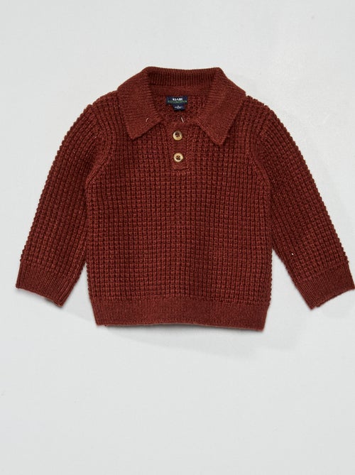 Pull col colo en maille tricot - Kiabi