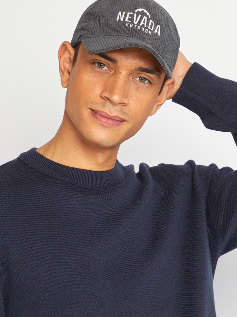 Pull col en maille fine jauge Marine - Kiabi