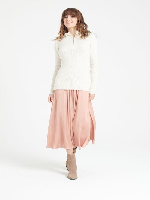Pull col falbala zippé femme 100% cachemire - MIA 4 - Kiabi
