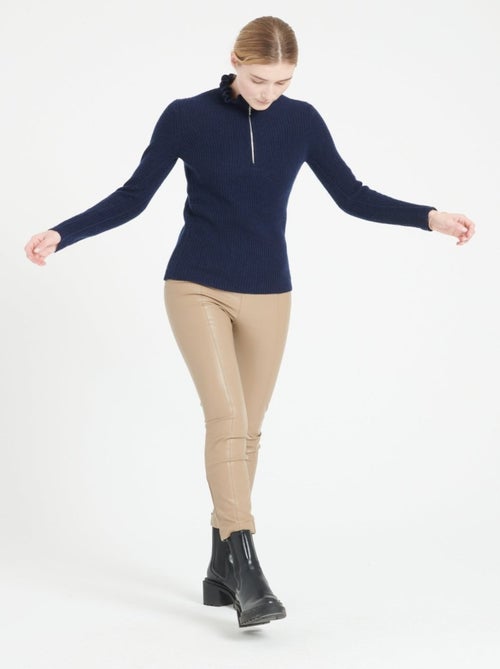 Pull col falbala zippé femme 100% cachemire - MIA 4 - Kiabi